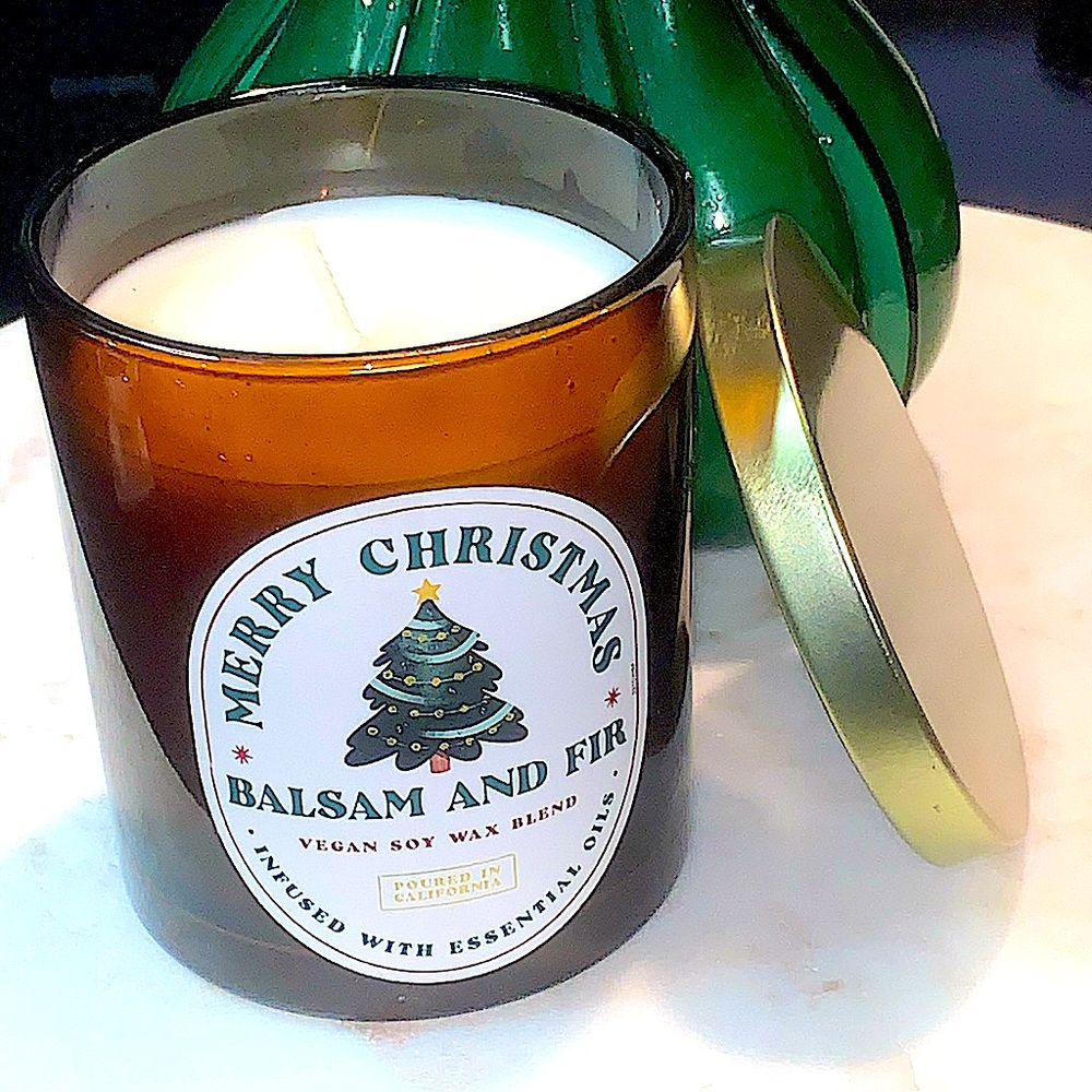LEOBEN CO CANDLE BALSAM & FIR 1 WICK 9 oz NEW VEGAN SOY WAX MERRY CHRISTMAS